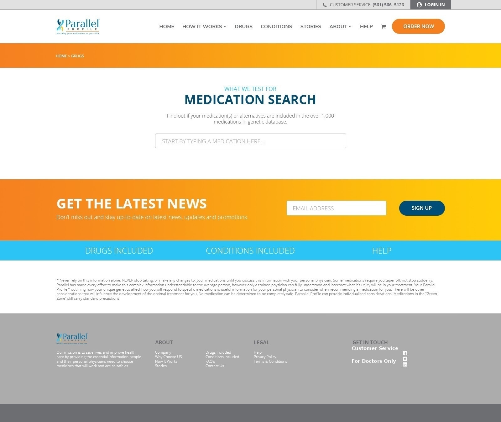 Parallel Profile Drugs page design